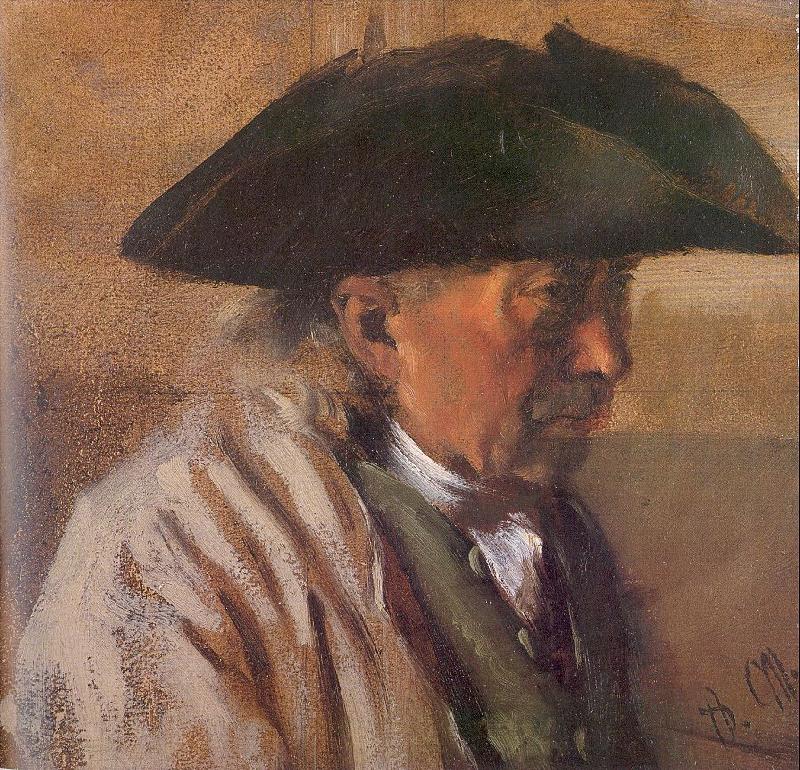 Adolph von Menzel Peasant with a Three-Cornered Hat oil painting image